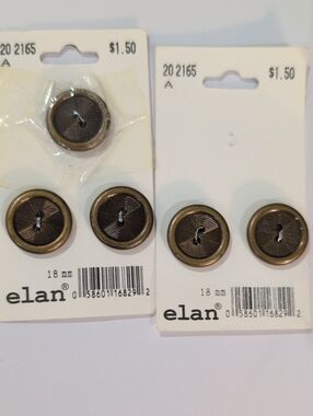Vintage 60s Elan 18mm Antique Brass-Toned Sew-On Buttons - Set of 5